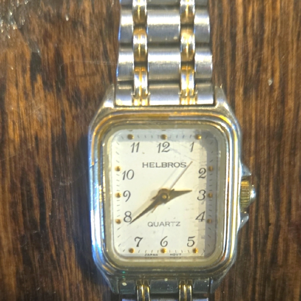Vintage Helbros Silver and Gold Quartz Watch